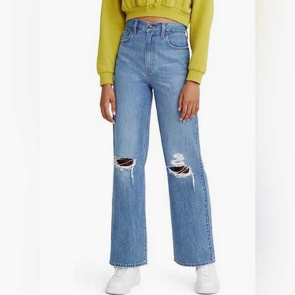 Levi’s High Waisted Straight Distressed Jeans - Size 25 - Picture 1 of 16